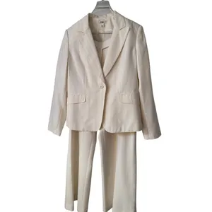 Y2K Cato 2pc Cream Pink Gray Striped Suit.‎ Jacket and Pants Women's Size 14 thumbnail 4