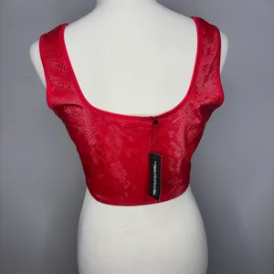 Pretty Little Thing - Red Snakeskin Matte Vinyl Underbust Seam Corset Crop Top thumbnail 5