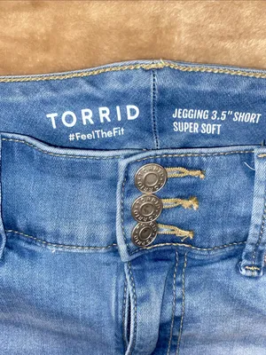 torrid Light Blue High-Rise Jegging Denim Shorts thumbnail 2