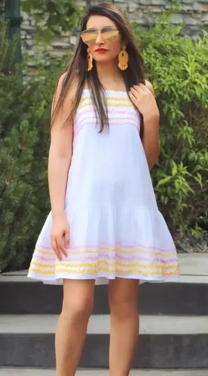Lisa‎ Marie Fernandez x Target White Ric Rac Linen Mini Dress Size XXS thumbnail 1