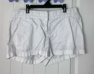 J. Crew women’s solid white cotton chino broken in‎ khaki shorts summer size 6 thumbnail 1