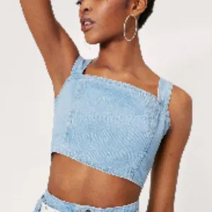 Nasty Gal Blue Crop Tank Top Fitted Sleeveless thumbnail 1