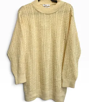 Mango MNG Women Yellow Cable Knit Wool‎ Blend Oversized Mock Neck Sweater M NWT thumbnail 1