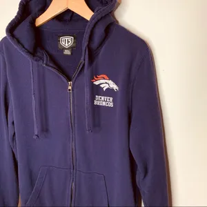 Denver Broncos Blue Sweatshirt Zip Front Sz Small thumbnail 2