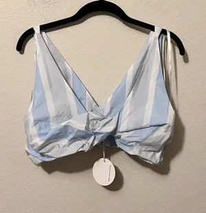 STAUD NWT Striped Twist Crop Top Size S Coachella Vacation thumbnail 1