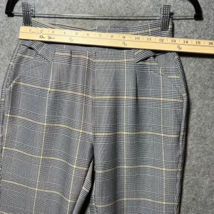 Indero Grey Glen Plaid High Waisted Pull On Trousers Dress Pants S M Tapered thumbnail 2