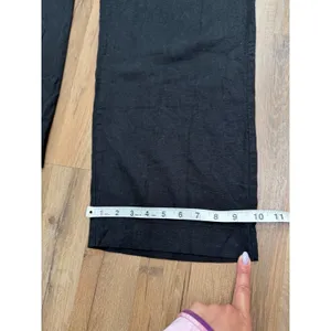 Old Navy Taylor Wide‎ Leg Linen Pants Women L Black High Rise Elastic Waist thumbnail 8