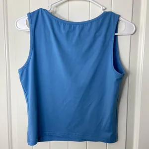 EUC Women’s San Francisco‎ California medium blue brown stretch thick crop top L thumbnail 4