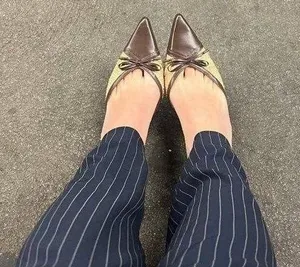 BCBG Paris Tan and Brown 90s vintage heels with Bows thumbnail 1