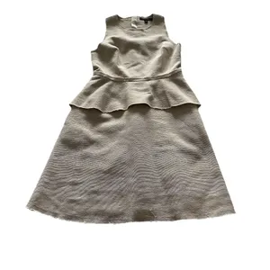 Banana Republic Peplum Linen Blend Dress Womens Size 4 Beige Sleeveless Raw Hem thumbnail 2