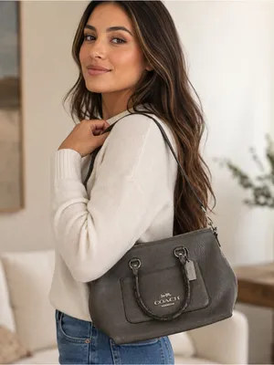Coach Emma Small Crossbody Satchel Gunmetal Leather Snakeskin Bag Purse EUC thumbnail 2
