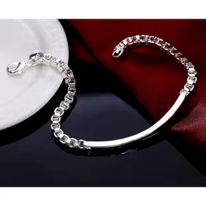 Solid Box Chain Bracelet | 925 Sterling‎ Silver thumbnail 8