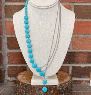 Asymmetric Turquoise and Chain Lariat Necklace thumbnail 1