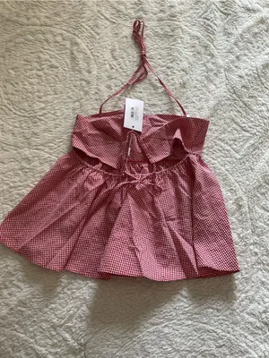 NWT Beginning Boutique Aspen Red Gingham Halter Top thumbnail 5