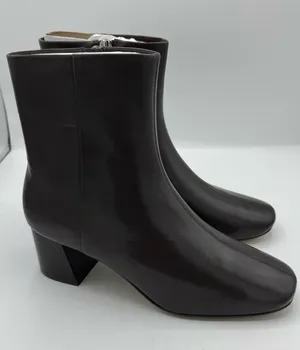 Everlane The Day Boot Dark Brown Leather sz 8 Side Zip Ankle‎ Bootie Square Toe thumbnail 1