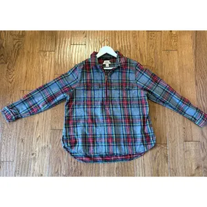 L.L. Bean relaxed fit flannel pullover zip up sweater large thumbnail 6