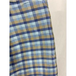 Ann Taylor 100% Silk Blue Plaid Gingham Straight Leg Pants 4 thumbnail 4