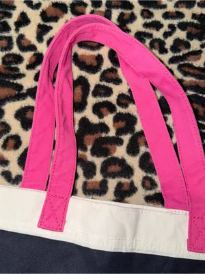 2000s vintage style abercrombie & fitch striped tote bag with pink moose & strap thumbnail 11