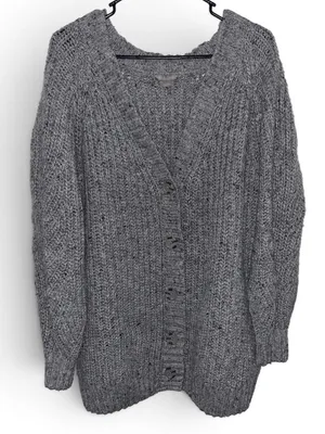 Falls Creek Grey Chunky Knit Cardigan Size L/XL thumbnail 2