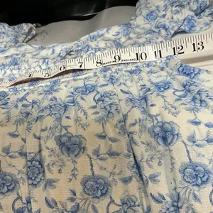 Altar'd State Floral Tiered Maxi Dress XXS Blue White Puff Sleeve Smocked NWT thumbnail 5