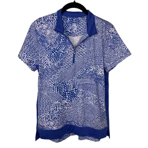 Tail Quarter Zip Polo Golf Shirt Women's Medium White Label Blue White Geometric thumbnail 1