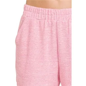 Zenana Soft Melange Hacci Elastic Waist‎ Band Shorts thumbnail 2