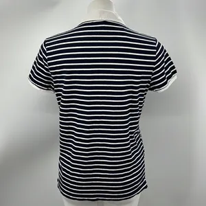 Jones New York striped short sleeve polo navy and white thumbnail 6