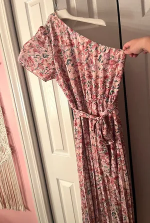 Amazon One shoulder pleated maxi dress thumbnail 1