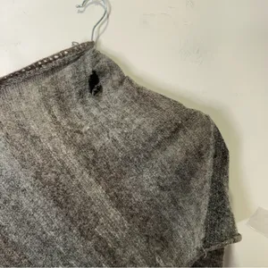 Free People Latitude 30 Wrap Poncho Shawl Rainbow Gray Fringe Sweater Stripe‎ thumbnail 14
