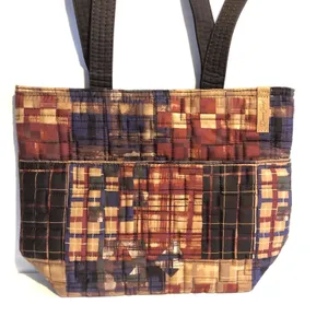 Donna Sharp Multicolor Quilted Shoulder Bag Outer And Inner Pockets Brown Red thumbnail 2