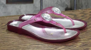 BCBGirls Womens Vintage Thong Rhinestone Sandals 1673fae5eeaea9 Berry Purple 6M thumbnail 1