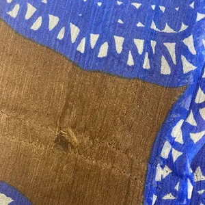 Tory Burch Forisa Silk Dress 4 Blue Brown Geometric Braided Neck Flaw Read thumbnail 16