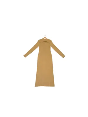 The Drop Chantal Cutout Ribbed Knit Bodycon Midi Sweater Dress M Camel NWT thumbnail 4