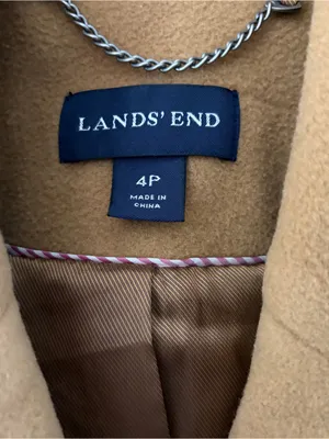 Lands’ End Wool Cashmere Peacoat 4P Petite Camel Double Breasted Coat Preppy thumbnail 5