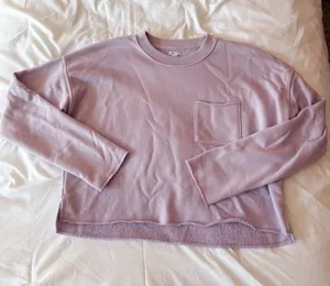 Aerie Light Purple Cropped Pocket Crewneck Sweatshirt Size Small thumbnail 1