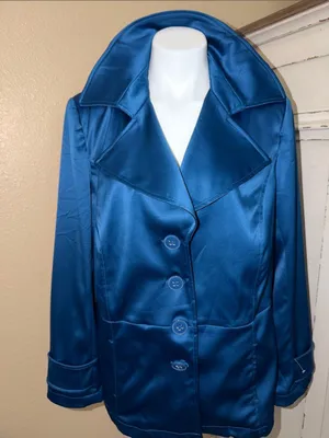 Lane Bryant Teal Satin Pea Coat thumbnail 2