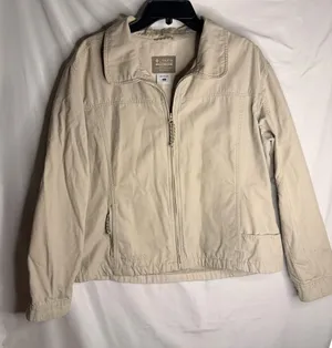 Columbia Women’s XL Canvas Utility Jacket Khaki Tan Full Zip Outdoor Field Coat thumbnail 1