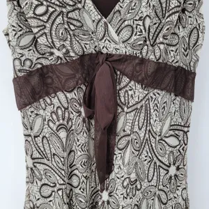 Connected Apparel Womens Dress 12 Brown Floral Sleeveless Drop Waist Midi Flowy‎ thumbnail 10