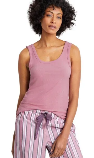 NWT State Of Day Womens Ribbed Sleep Tank Top 100180162MS Mauve Orchid Purple XL thumbnail 1