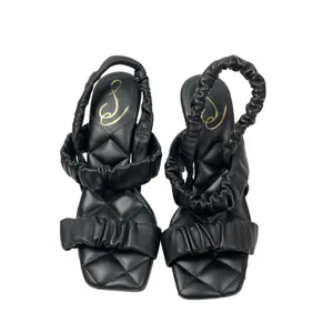 Sam Edelman Marlena Black Ruffle Ruched Slender Slingback Heel Sandals Size 7 thumbnail 2