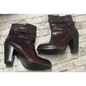FRYE Jenny Shield Short Leather Heeled Moto Boots 9.5 Red FLAW thumbnail 2