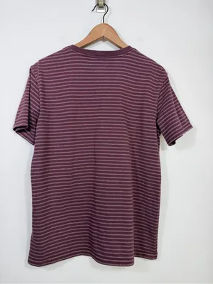Carhartt Women’s Original Fit Striped Pocket T Shirt Burgundy M 8-10 thumbnail 2