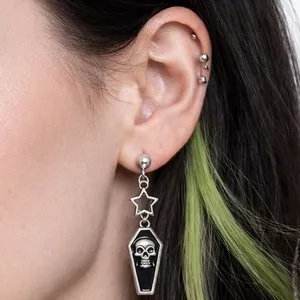 NWOT Alternative Halloween Emo Gothic Skull Star Retro Punk Dangle Earrings thumbnail 1