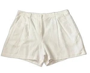 Amanda Uprichard Wallace Shorts 100% Linen White Pleat Front Coastal Size Medium thumbnail 1