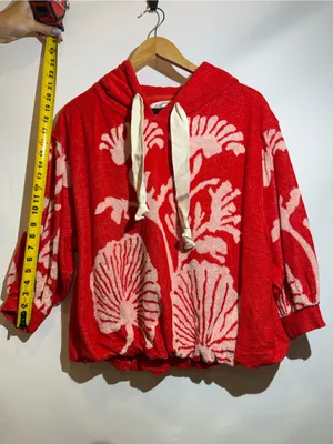 NWT Free People Shell Baby Cherry Combo Cotton Appliqué Oversize Pullover Sz XS thumbnail 5