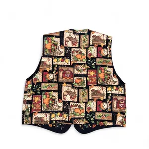 Vintage 90s Reversible Handmade Pumpkin Halloween Fall Vest Too Shirt Jacket Sleeveless Measurement in pics thumbnail 4