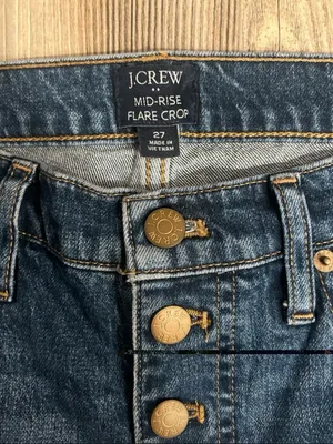 J. Crew Dark Blue Flared Crop Women's Jeans thumbnail 2