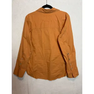 We The Free Free People Mackenzie Poplin Orange Button Down Shirt Raw Seam thumbnail 10