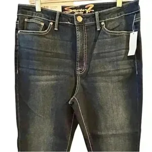 Seven7 Women's Size 14‎ Skinny Jeans Dark Blue High-Rise Fray Hem thumbnail 4