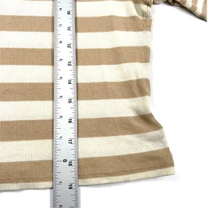 Madewell Striped‎ Turtleneck Top Tan Cream Ribbed Long Sleeve Meduim Casual EUC thumbnail 8